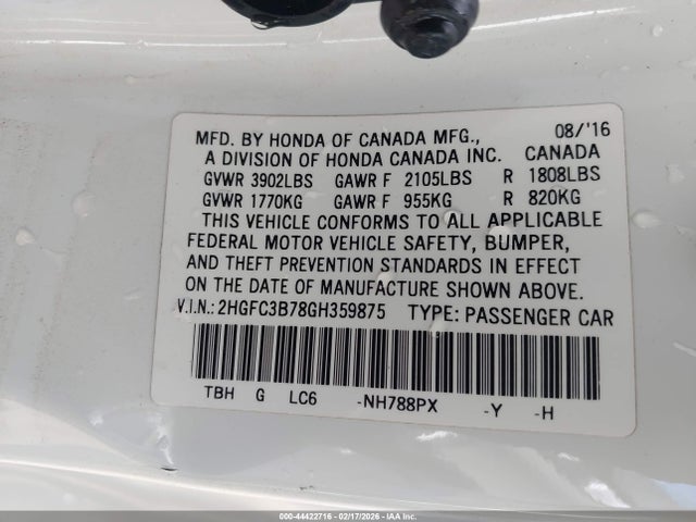 Honda Civic Ex-l 2016 2HGFC3B78GH359875 Image 9