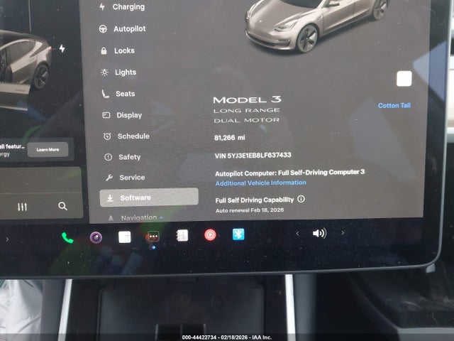 44422734 :رقم المزاد ، 5YJ3E1EB8LF637433 vin ، 2020 Tesla Model 3 Long Range Dual Motor All-wheel Drive مزاد بيع