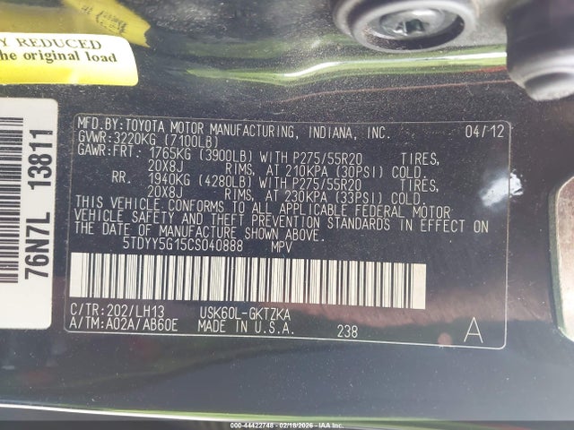 2012 TOYOTA SEQUOIA 5TDYY5G15CS040888 Photo 8