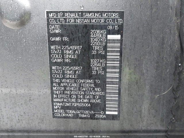 Nissan ROGUE SV 2016 KNMAT2MT7GP605064 Image 9