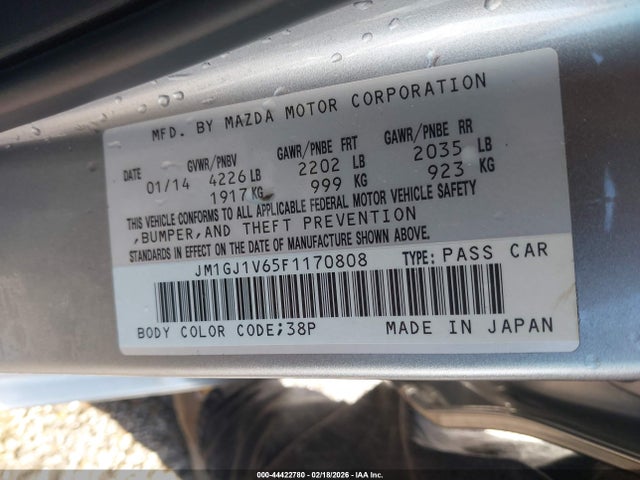 Aukcja sprzedaży 2015 Mazda Mazda6 I Touring, vin: JM1GJ1V65F1170808, numer aukcji: 44422780