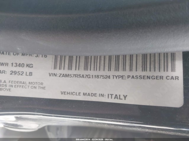 Продаж на аукціоні авто 2016 Maserati Ghibli S, vin: ZAM57RSA7G1187524, номер лоту: 44422814