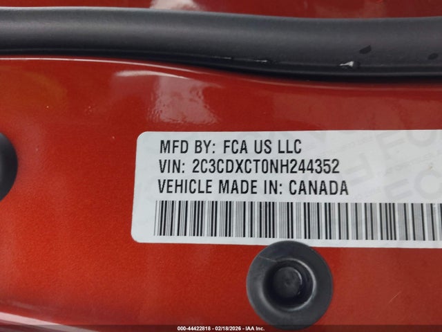 2022 Dodge Charger R/t მანქანა იყიდება აუქციონზე, vin: 2C3CDXCT0NH244352, აუქციონის ნომერი: 44422818