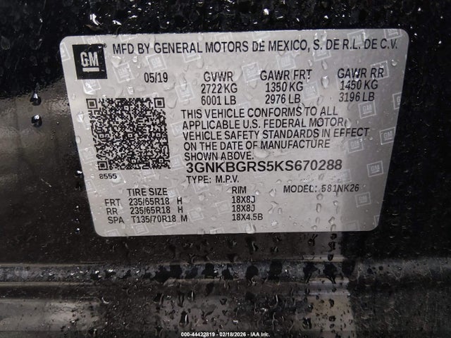 3GNKBGRS5KS670288 Chevrolet Blazer