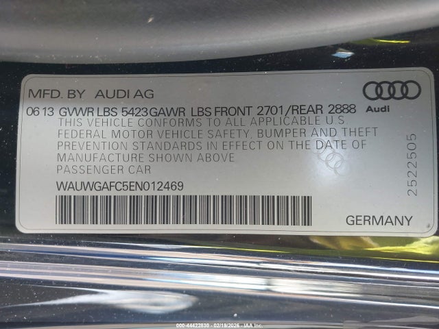 Aukcja sprzedaży 2014 Audi A7 3.0t Premium Plus, vin: WAUWGAFC5EN012469, numer aukcji: 44422830