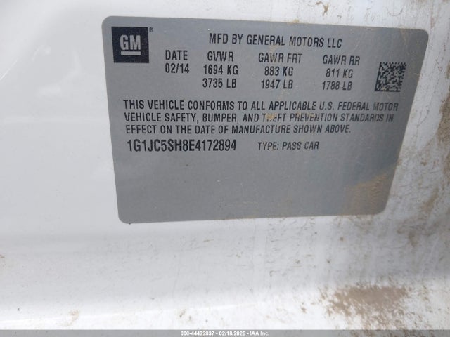 1G1JC5SH8E4172894 Chevrolet Sonic Lt Auto