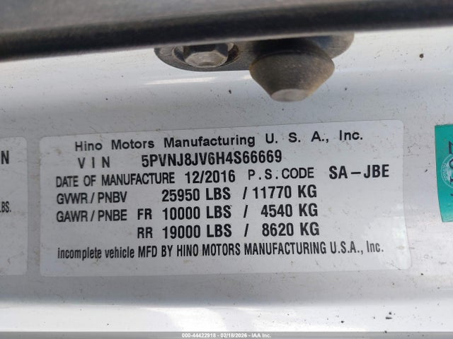 5PVNJ8JV6H4S66669 Hino 258/268