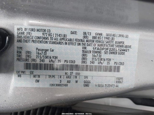 1FADP3F22EL124421 Ford FOCUS SE