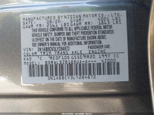 Nissan Sentra Sv Xtronic Cvt 2020 3N1AB8CV3LY284872 Image 9