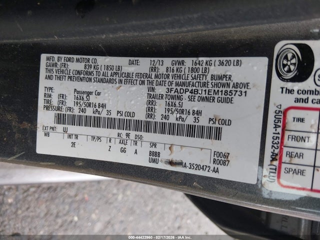 2014 FORD FIESTA 3FADP4BJ1EM185731 Photo 8