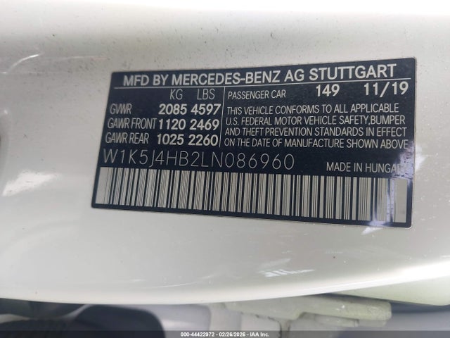 44422972 :رقم المزاد ، W1K5J4HB2LN086960 vin ، 2020 Mercedes-benz Cla 250 4matic مزاد بيع