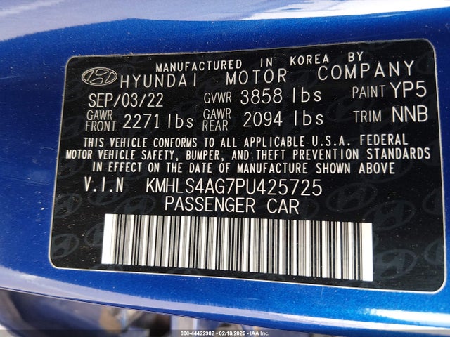 Продаж на аукціоні авто 2023 Hyundai Elantra Sel, vin: KMHLS4AG7PU425725, номер лоту: 44422982
