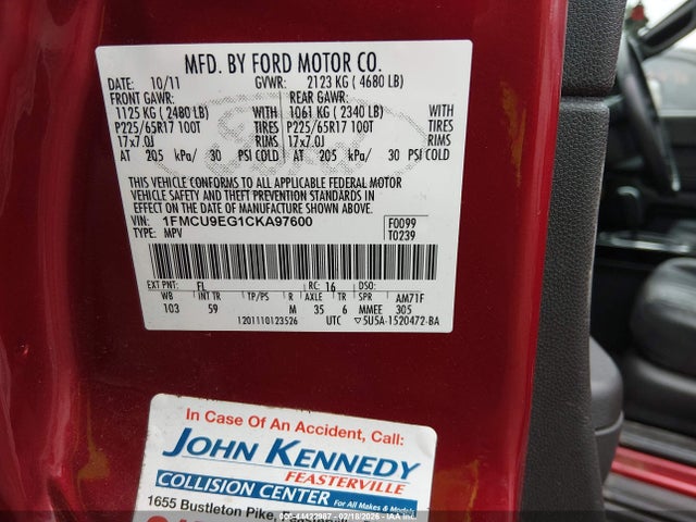 2012 FORD ESCAPE 1FMCU9EG1CKA97600 Photo 8