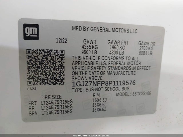 1GJZ7NFP8P1119576 GMC Savana Passenger Rwd 3500 Extended Wheelbase Ls