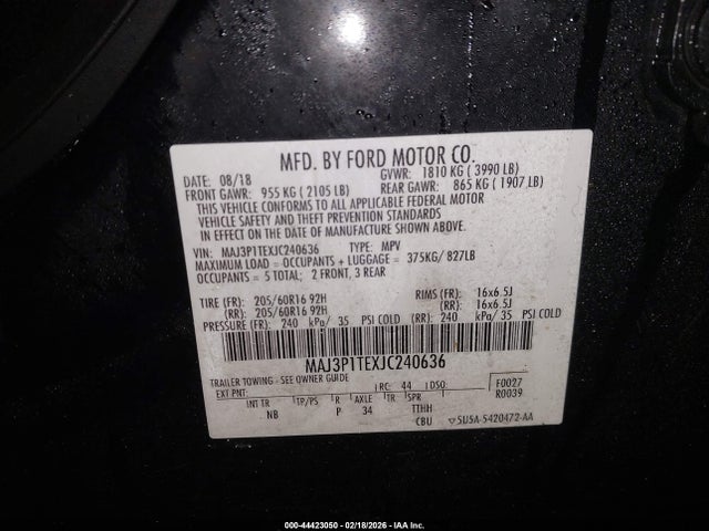 2018 FORD ECOSPORT MAJ3P1TEXJC240636 Photo 8