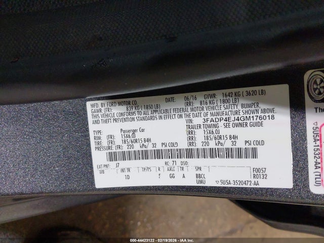 Ford FIESTA SE 2016 3FADP4EJ4GM176018 Image 9
