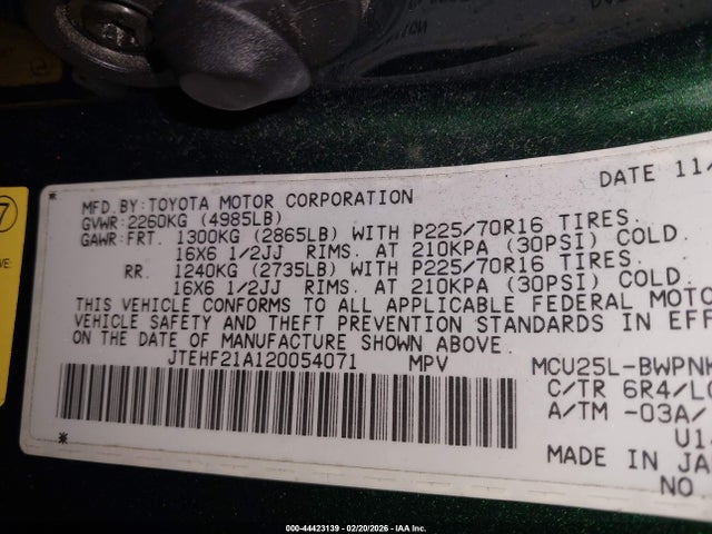 2002 TOYOTA HIGHLANDER JTEHF21A120054071 Photo 8