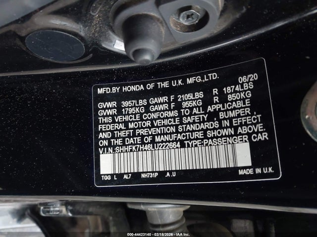 SHHFK7H46LU222664 Honda Civic Sport