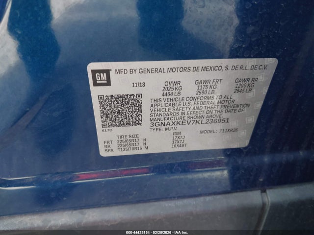 3GNAXKEV7KL236951 Chevrolet EQUINOX LT