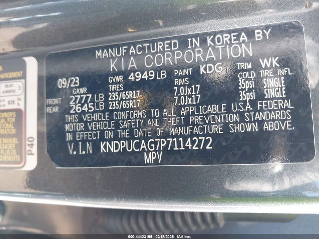 Продажа на аукционе авто 2023 Kia Sportage Hybrid Lx, vin: KNDPUCAG7P7114272, номер лота: 44423195