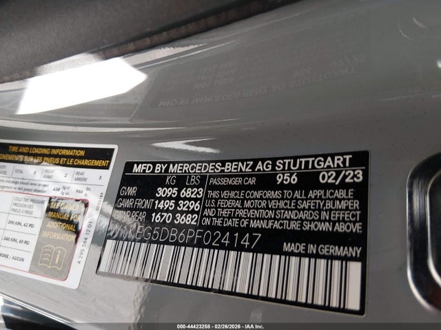44423258 :رقم المزاد ، W1KEG5DB6PF024147 vin ، 2023 Mercedes-benz Amg Eqe 4matic مزاد بيع