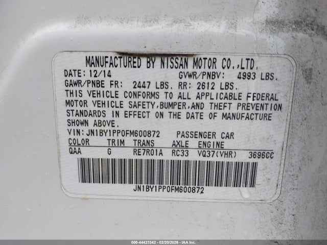 JN1BY1PP0FM600872 Infiniti Q70l 3.7