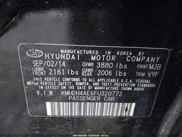 Aukcja sprzedaży 2015 Hyundai Elantra Se, vin: KMHDH4AE6FU320772, numer aukcji: 44423359