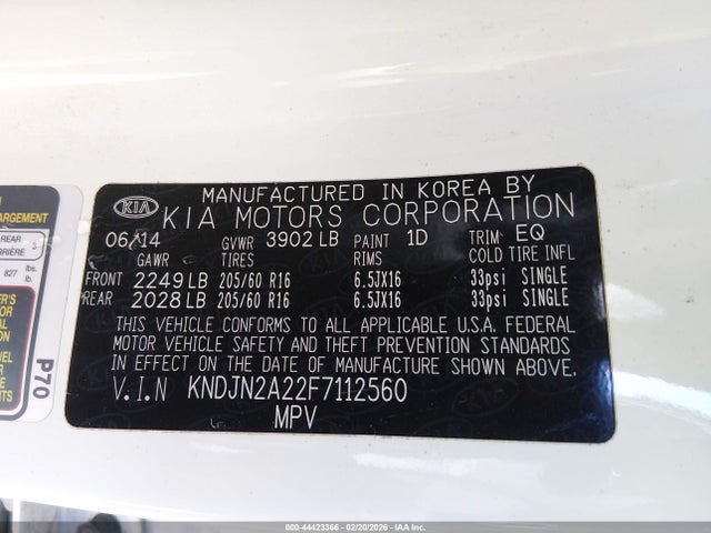 Aukcja sprzedaży 2015 Kia Soul !, vin: KNDJN2A22F7112560, numer aukcji: 44423366