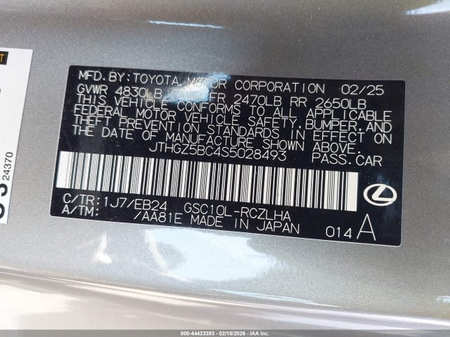 Продаж на аукціоні авто 2025 Lexus Rc 350 F Sport, vin: JTHGZ5BC4S5028493, номер лоту: 44423393