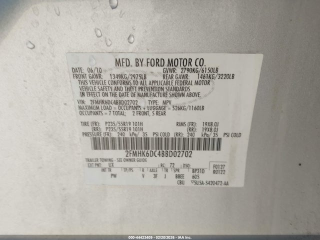 Aukcja sprzedaży 2011 Ford Flex Limited, vin: 2FMHK6DC4BBD02702, numer aukcji: 44423409