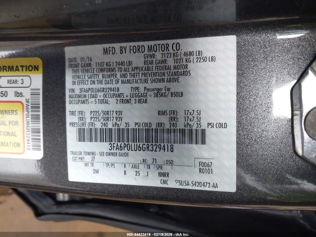 Ford Fusion Hybrid Se 2016 3FA6P0LU6GR329418 Image 9