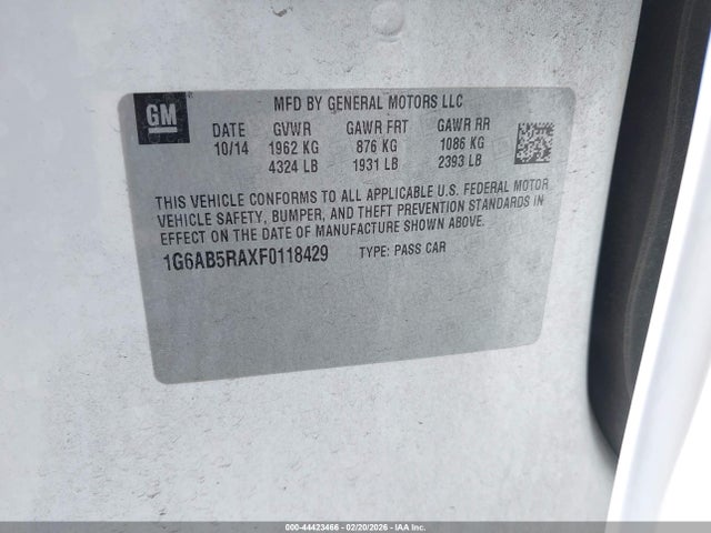 1G6AB5RAXF0118429 Cadillac ATS LUXURY
