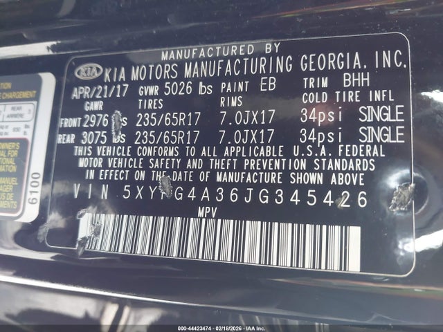 2018 KIA SORENTO 5XYPG4A36JG345426 Photo 8