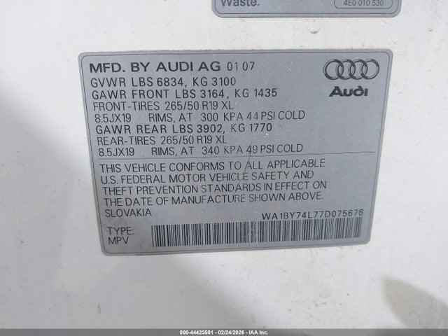 2007 AUDI Q7 WA1BY74L77D075676 Photo 8
