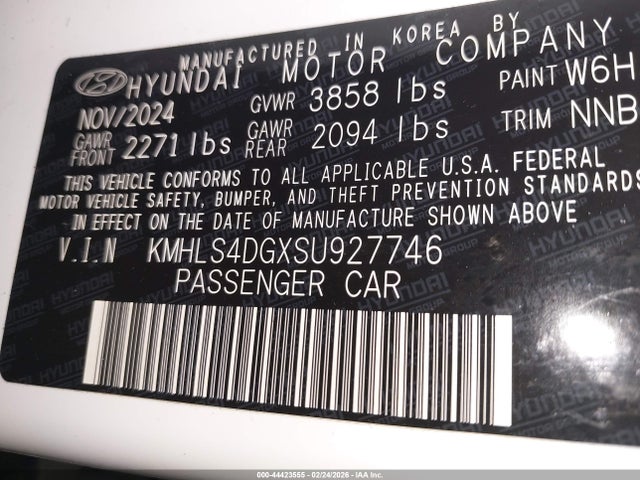 Aukcja sprzedaży 2025 Hyundai Elantra Sel Convenience, vin: KMHLS4DGXSU927746, numer aukcji: 44423555