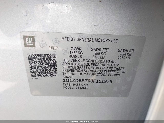 1G1ZD5ST0JF151976 Chevrolet MALIBU LT