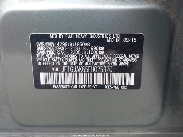 JF1GJAK65FH025320 Subaru Impreza 2.0i Premium