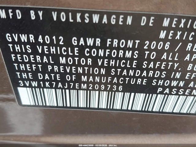 3VW1K7AJ7EM209736 Volkswagen Jetta 2.0l S