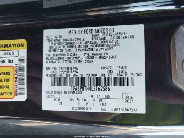 2020 FORD MUSTANG 1FA6P8TH4L5162586 Photo 8