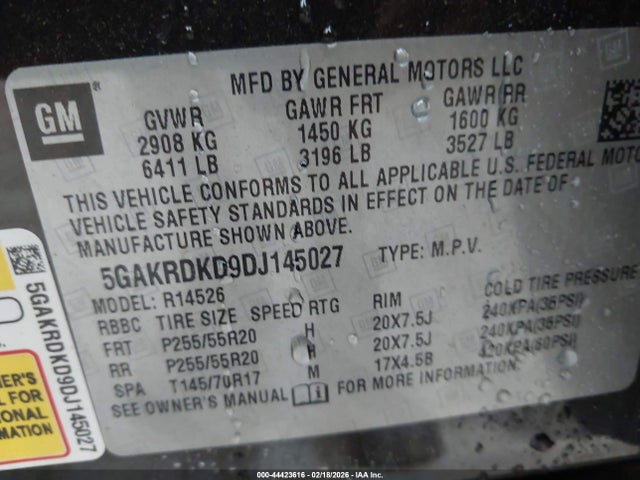 Aukcja sprzedaży 2013 Buick Enclave Premium, vin: 5GAKRDKD9DJ145027, numer aukcji: 44423616
