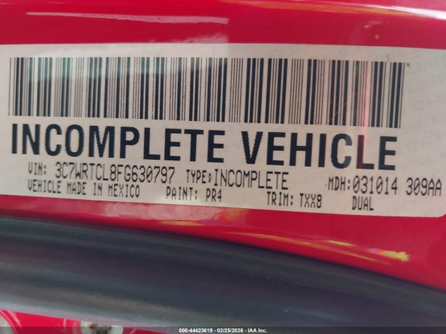 Продажа на аукционе авто 2015 Ram 3500 Chassis Tradesman/slt/laramie, vin: 3C7WRTCL8FG630797, номер лота: 44423619