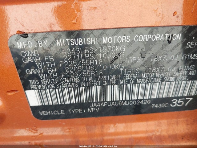 2021 MITSUBISHI OUTLANDER SPORT JA4APUAU6MU002420 Photo 8