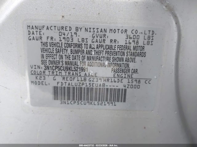 Nissan KICKS SR 2019 3N1CP5CU9KL521991 Image 9