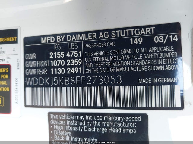 WDDKJ5KB8EF273053 Mercedes-Benz E 350