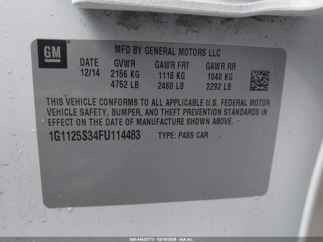 Продаж на аукціоні авто 2015 Chevrolet Impala 2lt, vin: 1G1125S34FU114483, номер лоту: 44423773