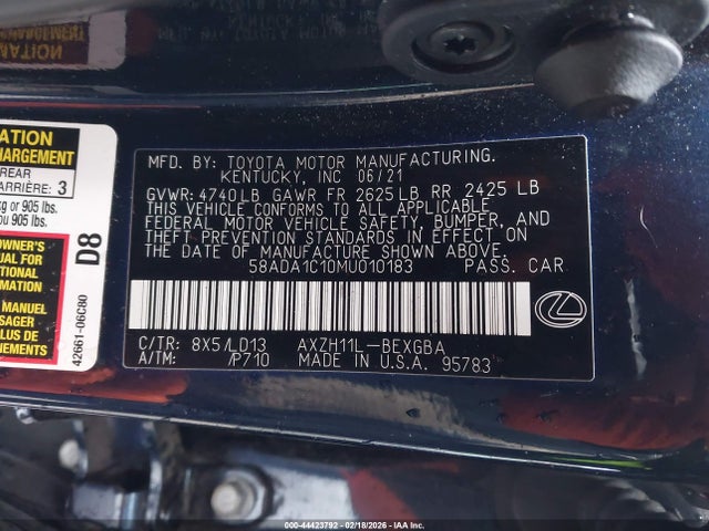 58ADA1C10MU010183 Lexus ES 300H