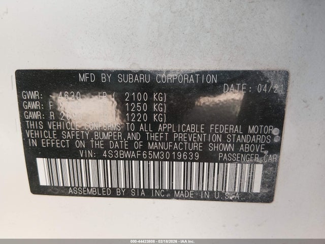 4S3BWAF65M3019639 Subaru Legacy Premium