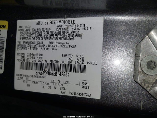 Ford FUSION SE 2014 3FA6P0HD6ER142864 Image 9
