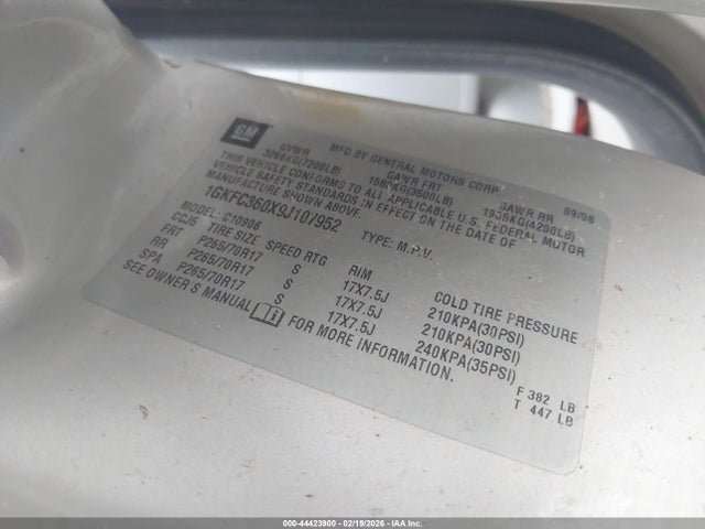 44423900 :رقم المزاد ، 1GKFC360X9J107952 vin ، 2009 Gmc Yukon Xl 1500 Slt1 مزاد بيع