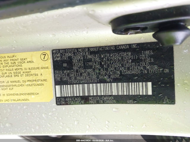 44423924 :رقم المزاد ، 2T2GA31U46C044561 vin ، 2006 Lexus Rx 330 مزاد بيع